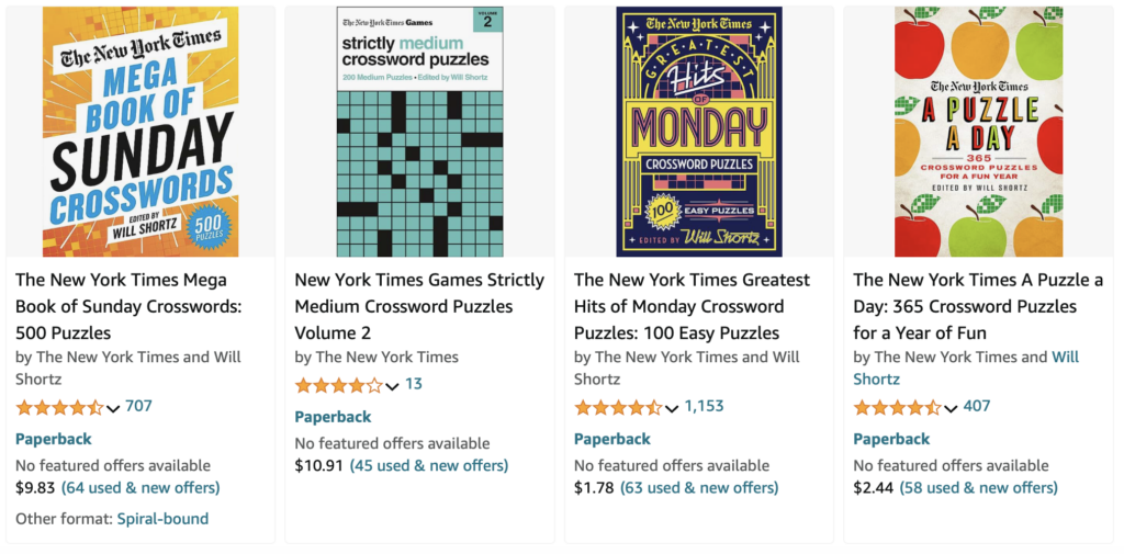 Four New York Times crossword puzzle books