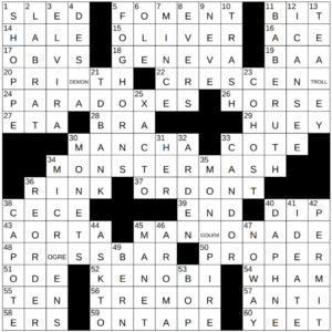 New York Times Crossword Answers Thursday October 31st 2024