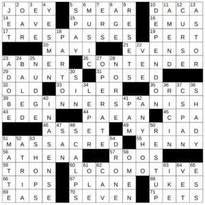 New York Times Crossword Answers Wednesday October 16th 2024